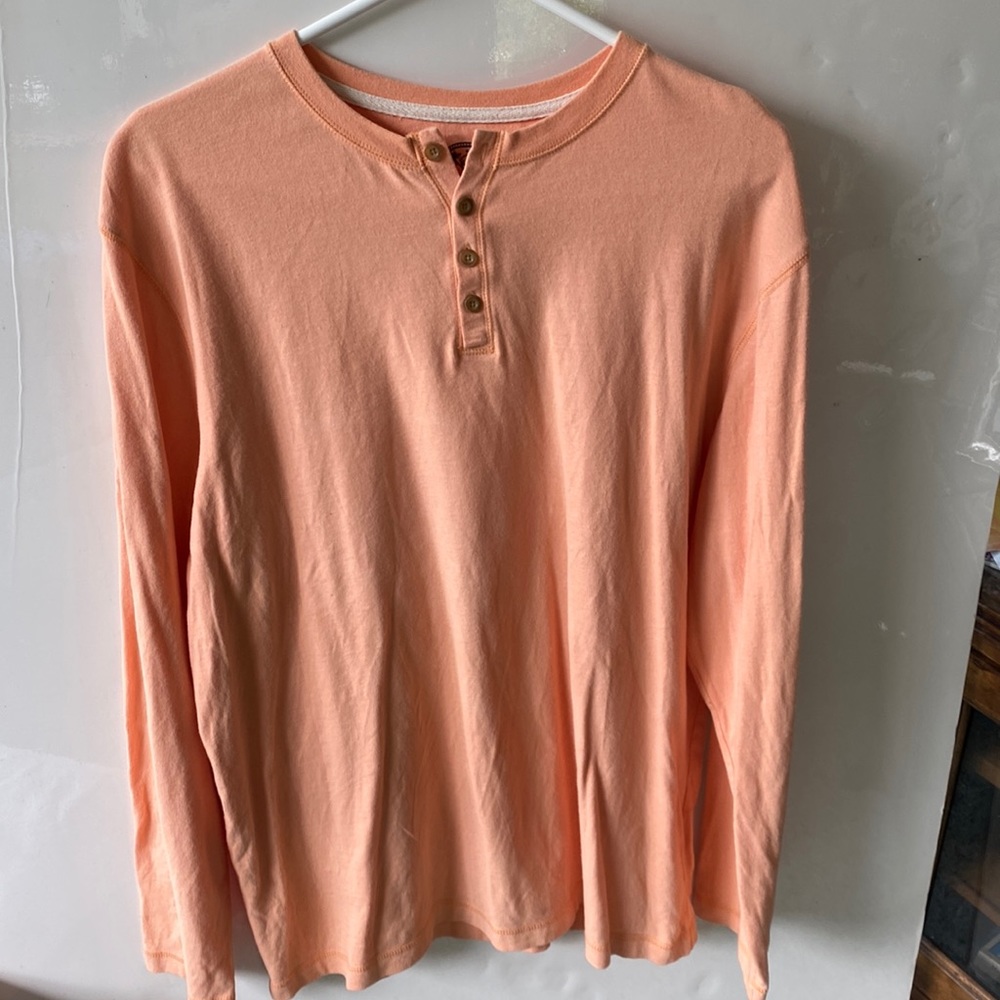 Mens Bahamas Beach Club membership required, peach color shirt size L